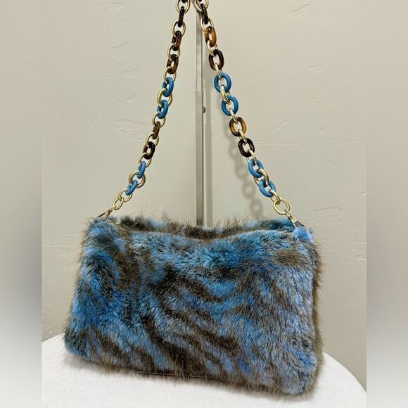 2 Tone Handmade Genuine Beaver Fur Soft Slouchy Clutch/Shoulder Bag/Crossbody - Picture 6 of 16